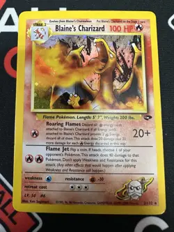Pokemon Blaine's Charizard 2/132 Gym Challenge Holo! INKED DAMAGED See Desc. - Image 1