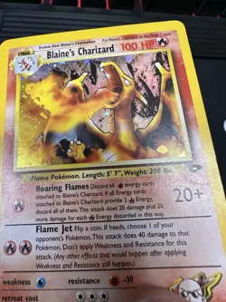 Pokemon Blaine's Charizard 2/132 Gym Challenge Holo! INKED DAMAGED See Desc. - Image 3