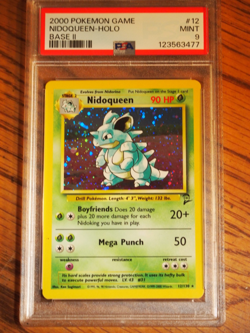 Pokemon 2000 Base 2 Nidoqueen rare holo card, PSA 8 - Image 1