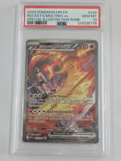 Pokemon Moltres EX Team Rockets Destined Rivals Card 229/182 PSA 10 - Image 1