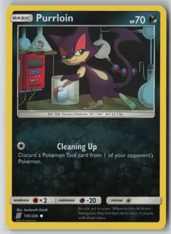 Purrloin 135/236 Pokemon Unified Minds Common Near Mint Card (NM) 1 - Image 1