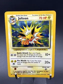 Jungle Holo Rare Unlimited Pokemon TCG Card Jolteon 4/64 No Symbol ERROR - Image 1