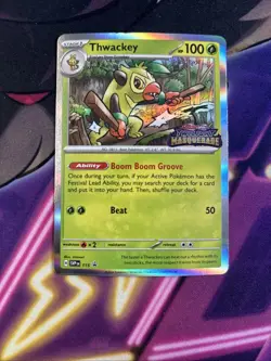 Thwackey SVP115 Prerelease Black Star Promo Twilight Masquerade Pokemon Card NM - Image 1