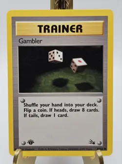 Gambler 60/62 Pokemon Card Fossil Set 1st Edition Common 1999 Trainer WOTC - Image 1