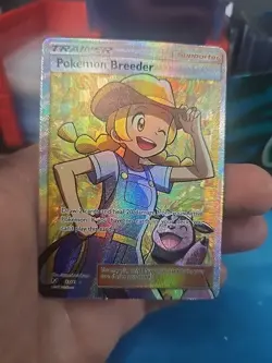Pokemon Breeder 73/73 Shining Legends Holo Full Art Trainer Pokemon TCG Card - Image 1