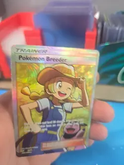 Pokemon Breeder 73/73 Shining Legends Holo Full Art Trainer Pokemon TCG Card - Image 3