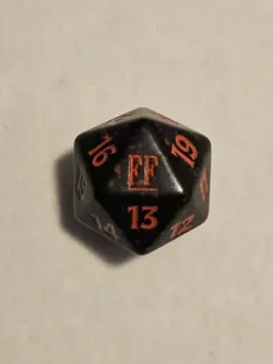 MTG - Final Fantasy - Prerelease Spindown D20 Die - Red & Black - Image 1