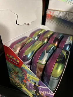 Pokemon Prismatic Evolutions Mini Tin Display Box Full Set 8 Tins - Fast Ship - Image 3