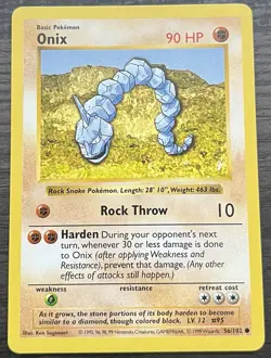 Shadowless Onix 56/102 Pokemon TCG WOTC Base Set MINT - Image 1