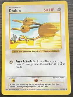 Shadowless Doduo 48/102 Pokemon TCG WOTC Base Set LP - Image 1