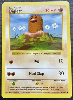 Shadowless Diglett 047/102 Pokemon TCG WOTC Base Set MINT - Image 1