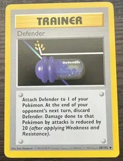 Shadowless Defender 080/102 Pokemon TCG WOTC Base Set LP - Image 1