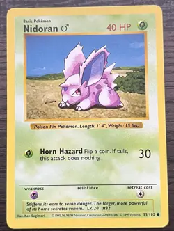 Shadowless Nidoran M 055/102 Pokemon TCG WOTC Base Set MINT - Image 1