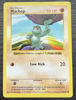 Shadowless Machop 052/102 Pokemon TCG WOTC Base Set Mint - Image 1