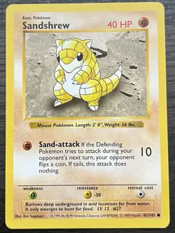 Shadowless Sandshrew 062/102 Pokemon TCG WOTC Base Set MINT - Image 1