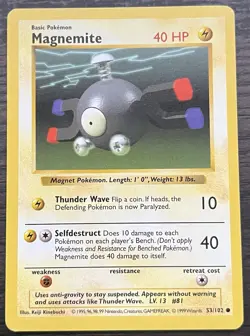 Shadowless Magnemite 053/102 Pokemon TCG WOTC Base Set MINT - Image 1