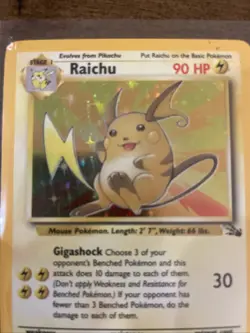 Pokemon TCG Raichu Fossil Holo Rare Card 14/62 Vintage 1999 - Image 4