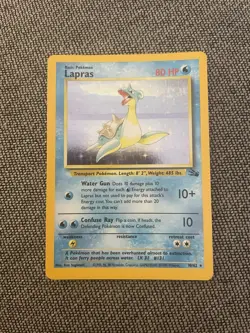 Pokemon TCG Lapras Fossil Holo Unlimited Rare Card 10/62 - Image 1