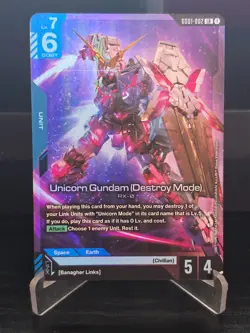 Gundam Card Game - Unicorn Gundam (Destroy Mode) GD01-002 LR - NM - Image 1