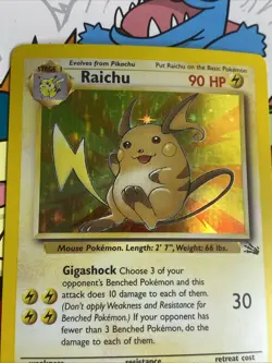Pokemon TCG Raichu Fossil Holo Card 14/62 Unlimited Holo Rare WOTC Vintage LP - Image 4