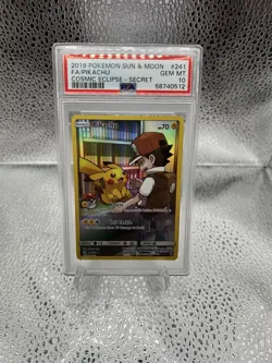 Pokemon Pikachu TCG Card #241/236 Cosmic Eclipse Secret Rare PSA 10 - Image 1
