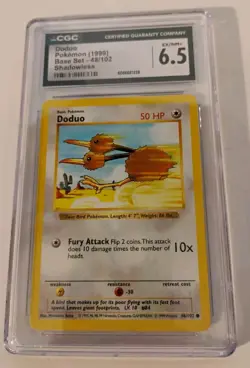 CGC 6.5 Ex/NM+ Doduo 1999 Base Set 48/102 Shadowless Pokemon Card - Image 1
