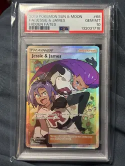 PSA 10 Jessie and James 68/68 Hidden Fates Full Art Trainer Pokemon GEM MINT - Image 1