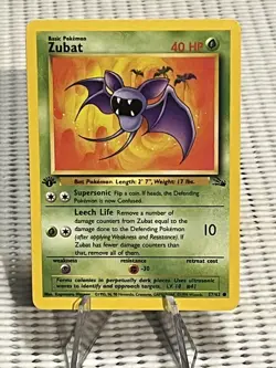 2000 Pokemon Zubat 57/62 Fossil-1st Edition #57 - Image 1