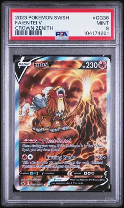 2023 POKEMON SWORD & SHIELD CROWN ZENITH #GG36 FULL ART/ENTEI V PSA 9 - Image 1