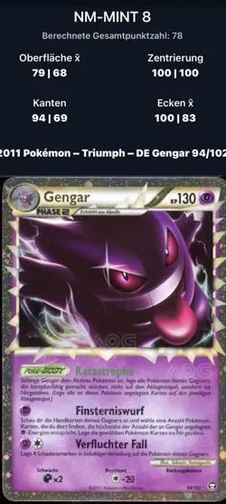 Gengar 94/102 Holo Pokemon Karte - Triumph 2011 - Deutsch AOG 8 NEAR MINT - Image 3