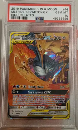Moltres Zapdos Articuno GX 44/68 Ultra Rare Hidden Fates Pokemon TCG PSA 10 - Image 1