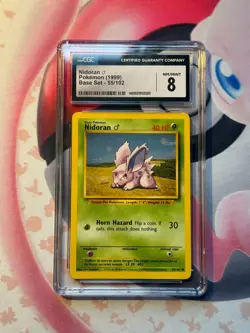 CGC 8 Nidoran Male 55 Pokemon TCG Base Set Vintage 1999 Black Label - Image 1