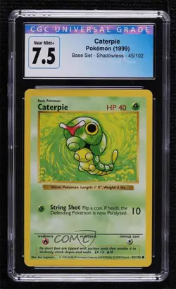 Caterpie Shadowless Pokemon Base Set CGC 7.5 1999 - Image 1