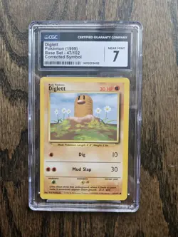 Diglett 47/102 Corrected Symbol Base Set Pokemon TCG Graded CGC 7 (1999) - Image 1