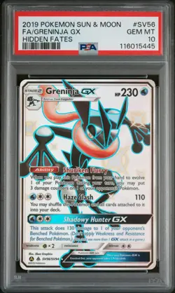 2019 POKEMON SUN & MOON HIDDEN FATES #SV56 FULL ART/GRENINJA GX PSA 10 - Image 1