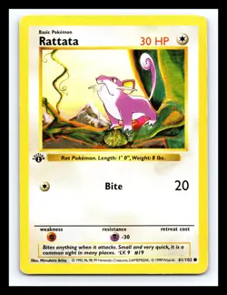 💥 Rattata | Pokemon TCG 1999 | (1st Edition Shadowless Set) Non Holo # 61/102 - Image 1