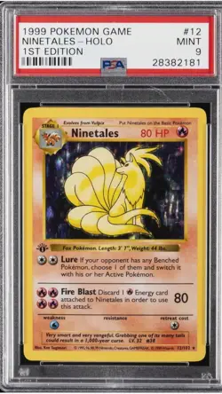 1999 POKEMON BASE SET 1ST EDITION #12 NINETALES-HOLO PSA 9 - Image 1