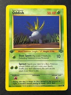 Oddish 58/64 1st Edition Jungle - Common - WOTC Pokemon Card LP - Image 1