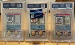1996 Pokemon Japanese Bandai Carddass Prism Red Set Zard+Stoise+Saur PSA 9 - Image 2