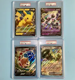Lot of 4 Jumbo Pokemon Cards PSA 8 Pikachu V Rapidash V Morpeko V-Union Cyclizar - Image 1