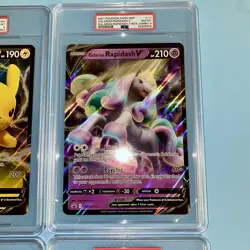 Lot of 4 Jumbo Pokemon Cards PSA 8 Pikachu V Rapidash V Morpeko V-Union Cyclizar - Image 4