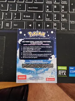 Pokemon Scarlet And Violet Serial Codes Shiny Koraidon or Miraidon UNSCRATCHED! - Image 2