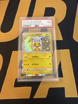 2017 POKEMON JAPANESE SM PROMO #037 PONCHO-WEARING PIKACHU PSA 9 - Image 1