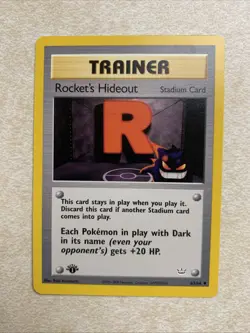 POKEMON TCG ROCKET'S HIDEOUT 63/64 1ST EDITION TRAINER NEO REVELATION GENGAR - Image 1