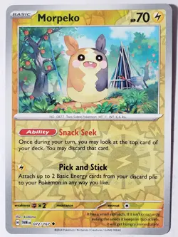 REVERSE HOLO Morpeko 072/167 NM / M Twilight Masquerade Pokemon Card Kodama Art - Image 1