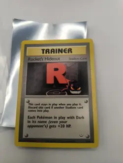 Rocket's Hideout 63/64 2000 Neo Revelation Pokemon Card Vintage Trainer - DMG - Image 2