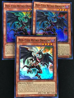 YUGIOH RED EYES RETRO DRAGON BOSH-EN095 1ST SUPER X3 (NM) - Image 1