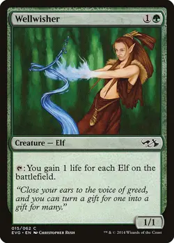 WELLWISHER x1 mtg Very Light Play Elves v Goblins 1 Common Duel Deck - Image 1