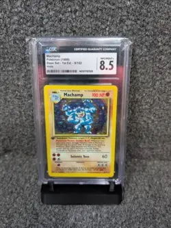 CGC 8.5 NM-M+ Machamp HOLO Base Set 1st Edition Shadowed 8/102 Pokemon 1999 - Image 1
