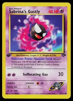 Pokemon Card - Sabrina's Gastly Gym Challenge 97/132 Common 1st Edition - Image 1
